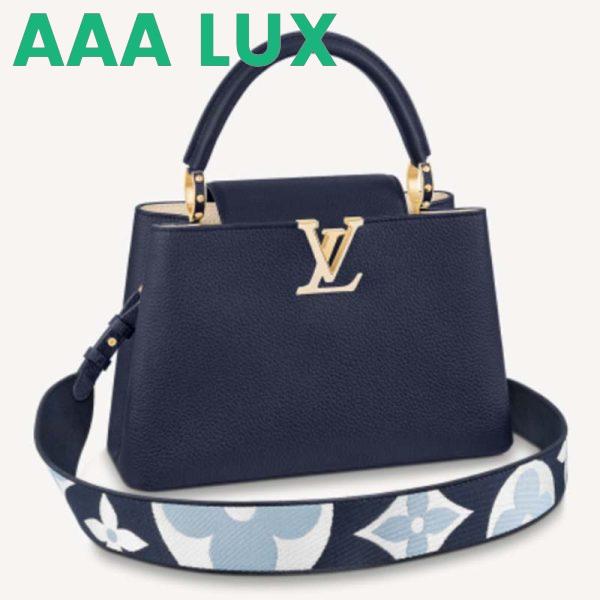 Replica Louis Vuitton LV Women Capucines MM Handbag Blue Navy Taurillon Leather Canvas 2