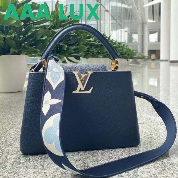 Replica Louis Vuitton LV Women Capucines MM Handbag Blue Navy Taurillon Leather Canvas 3
