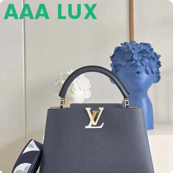 Replica Louis Vuitton LV Women Capucines MM Handbag Blue Navy Taurillon Leather Canvas 4