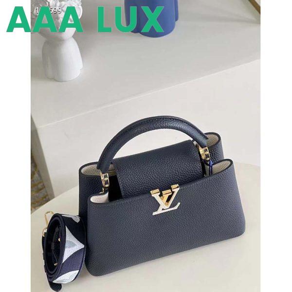 Replica Louis Vuitton LV Women Capucines MM Handbag Blue Navy Taurillon Leather Canvas 7