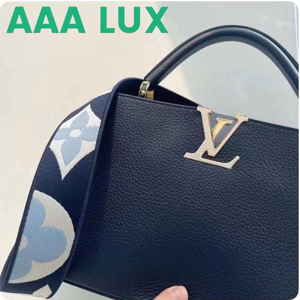 Replica Louis Vuitton LV Women Capucines MM Handbag Blue Navy Taurillon Leather Canvas 10