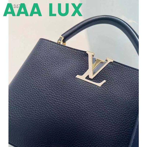 Replica Louis Vuitton LV Women Capucines MM Handbag Blue Navy Taurillon Leather Canvas 11