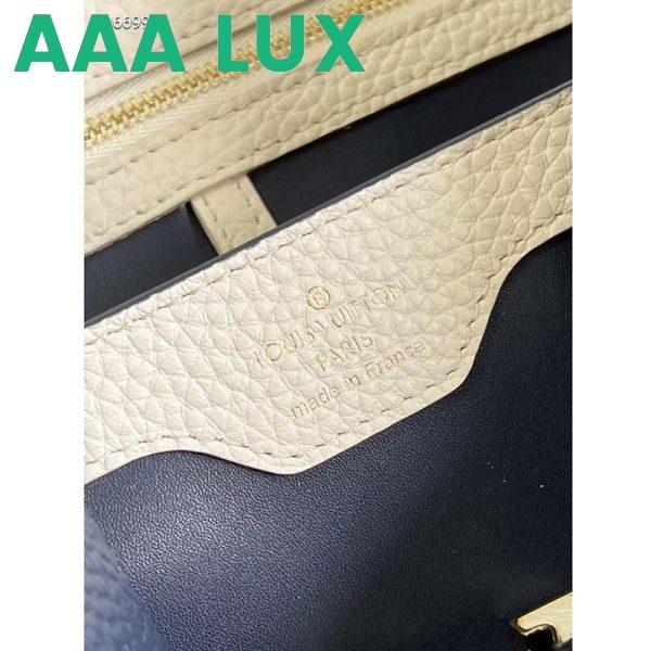 Replica Louis Vuitton LV Women Capucines MM Handbag Blue Navy Taurillon Leather Canvas 13