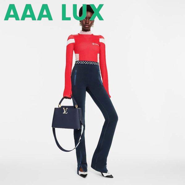 Replica Louis Vuitton LV Women Capucines MM Handbag Blue Navy Taurillon Leather Canvas 17