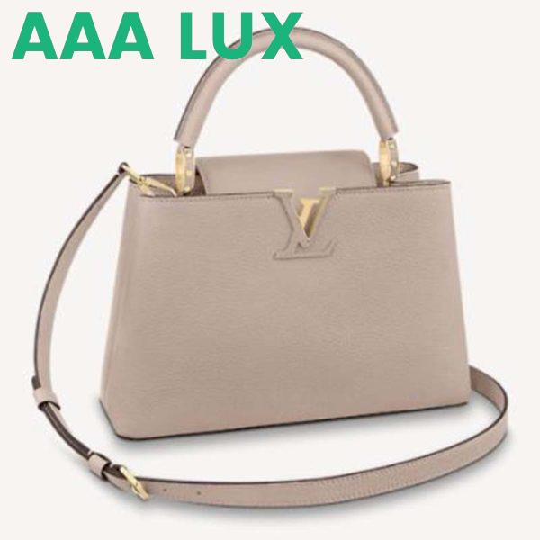Replica Louis Vuitton LV Women Capucines MM Handbag Galet Gray Taurillon Leather
