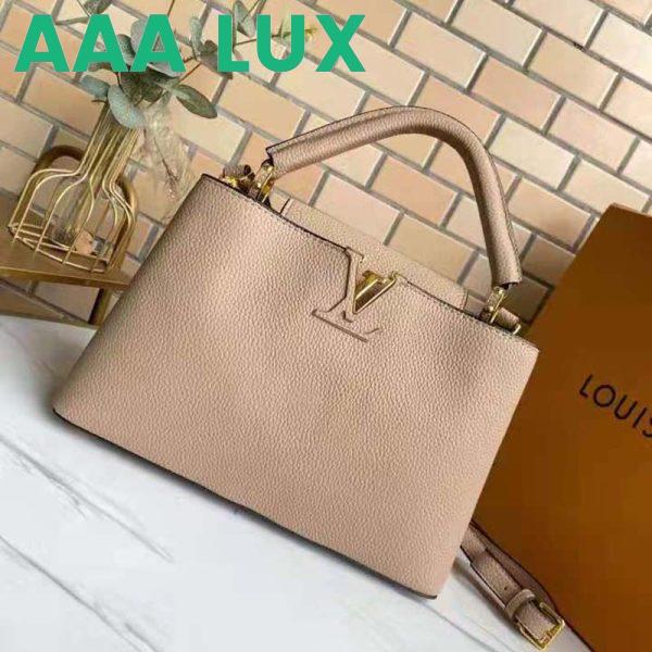 Replica Louis Vuitton LV Women Capucines MM Handbag Galet Gray Taurillon Leather 3