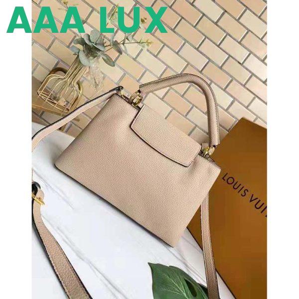 Replica Louis Vuitton LV Women Capucines MM Handbag Galet Gray Taurillon Leather 4