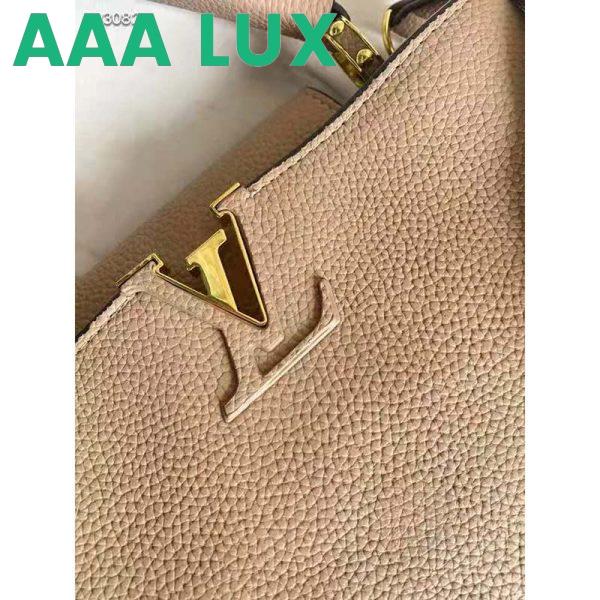 Replica Louis Vuitton LV Women Capucines MM Handbag Galet Gray Taurillon Leather 7