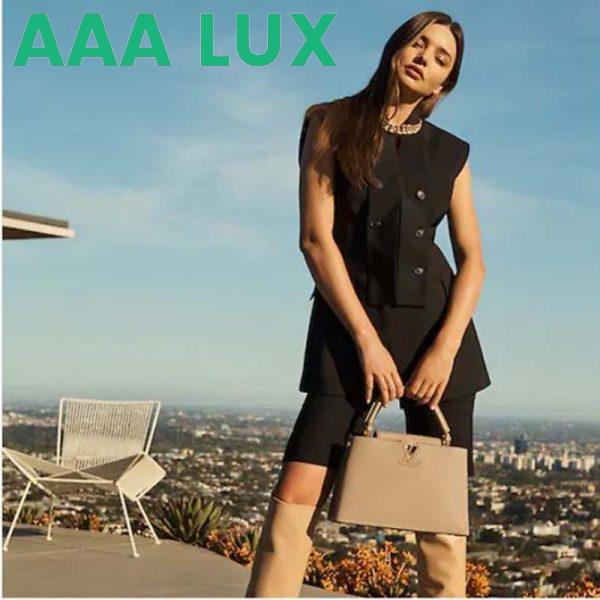 Replica Louis Vuitton LV Women Capucines MM Handbag Galet Gray Taurillon Leather 11