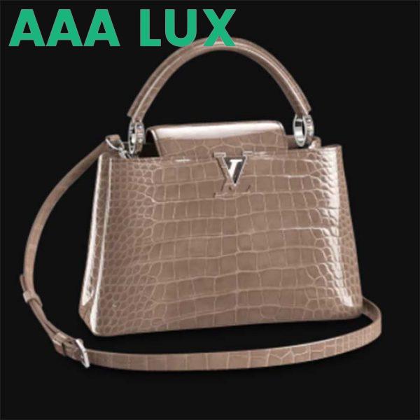Replica Louis Vuitton LV Women Capucines MM Handbag Grey Crocodilien Brillant Savoir Faire