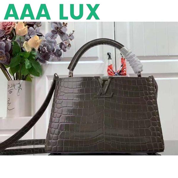 Replica Louis Vuitton LV Women Capucines MM Handbag Grey Crocodilien Brillant Savoir Faire 3