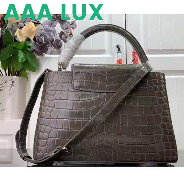 Replica Louis Vuitton LV Women Capucines MM Handbag Grey Crocodilien Brillant Savoir Faire 4