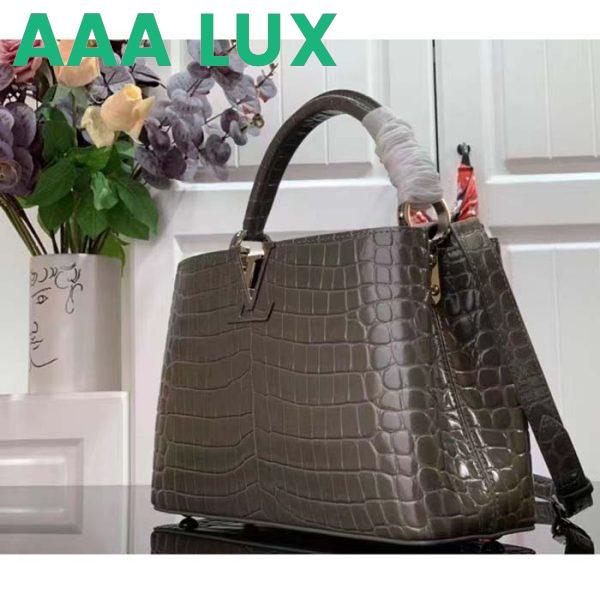 Replica Louis Vuitton LV Women Capucines MM Handbag Grey Crocodilien Brillant Savoir Faire 5