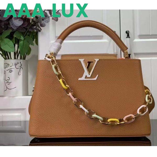 Replica Louis Vuitton LV Women Capucines MM Handbag Hazelnut Brown Taurillon Cowhide Leather 3