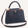 Replica Louis Vuitton LV Women Capucines MM Handbag Navy Blue Taurillon Leather 14