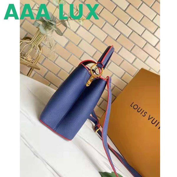 Replica Louis Vuitton LV Women Capucines MM Handbag Navy Blue Red Taurillon Leather 4