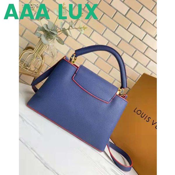 Replica Louis Vuitton LV Women Capucines MM Handbag Navy Blue Red Taurillon Leather 5