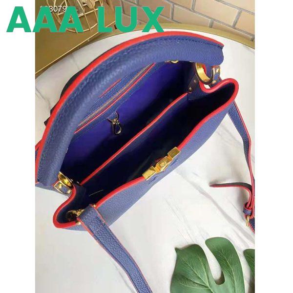 Replica Louis Vuitton LV Women Capucines MM Handbag Navy Blue Red Taurillon Leather 7