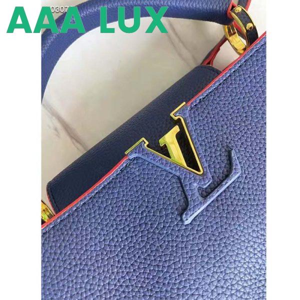 Replica Louis Vuitton LV Women Capucines MM Handbag Navy Blue Red Taurillon Leather 8