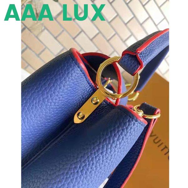 Replica Louis Vuitton LV Women Capucines MM Handbag Navy Blue Red Taurillon Leather 9