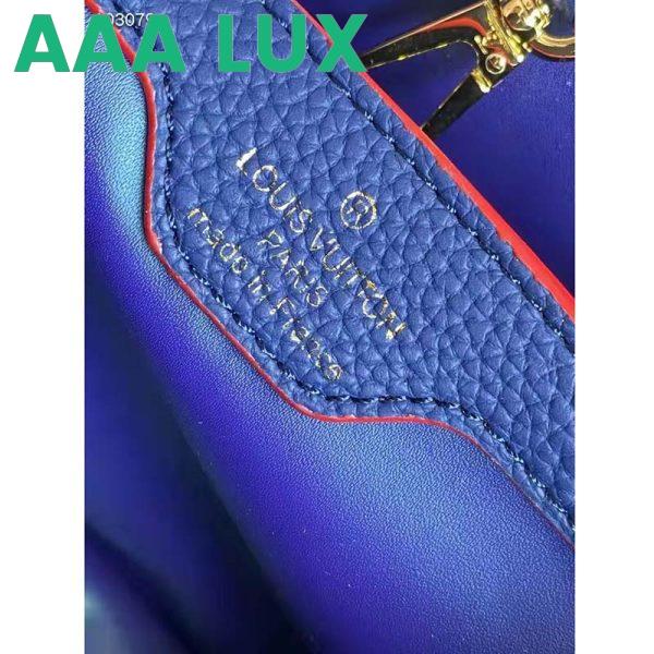 Replica Louis Vuitton LV Women Capucines MM Handbag Navy Blue Red Taurillon Leather 11