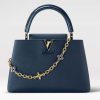 Replica Louis Vuitton LV Women Capucines MM Handbag Navy Blue Taurillon Leather