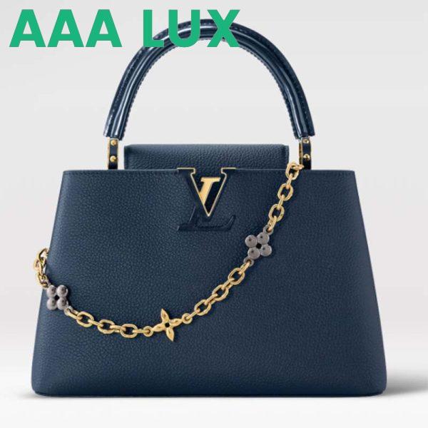 Replica Louis Vuitton LV Women Capucines MM Handbag Navy Blue Taurillon Leather