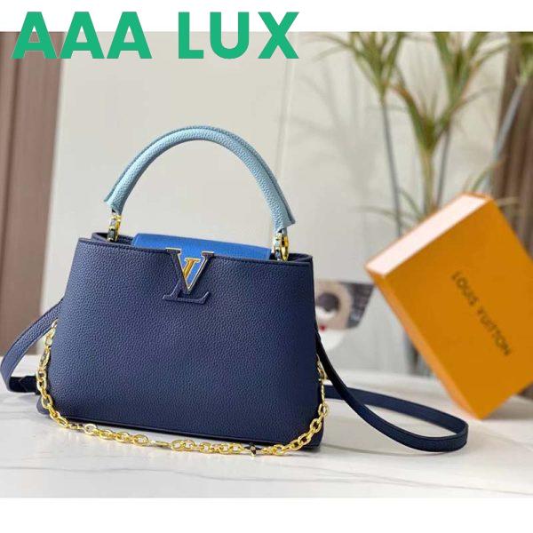 Replica Louis Vuitton LV Women Capucines MM Handbag Navy Blue Taurillon Leather 3