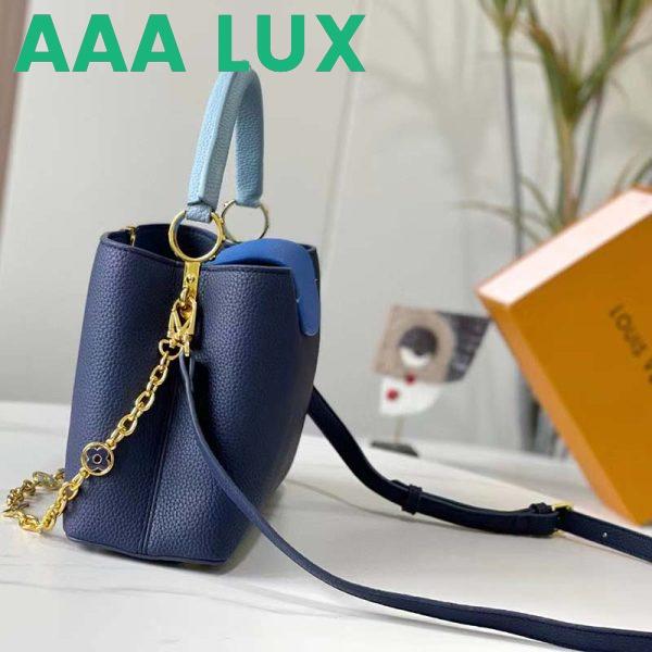 Replica Louis Vuitton LV Women Capucines MM Handbag Navy Blue Taurillon Leather 4