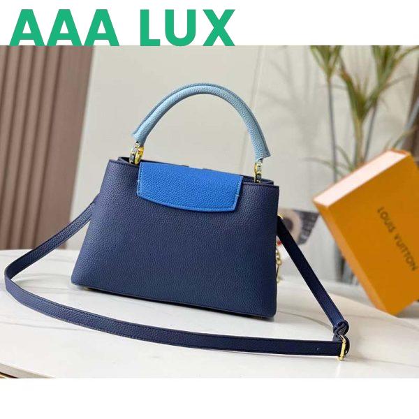 Replica Louis Vuitton LV Women Capucines MM Handbag Navy Blue Taurillon Leather 5