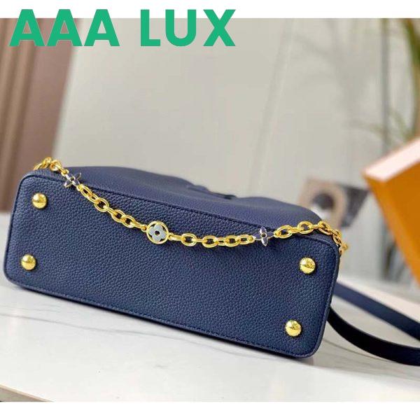 Replica Louis Vuitton LV Women Capucines MM Handbag Navy Blue Taurillon Leather 6