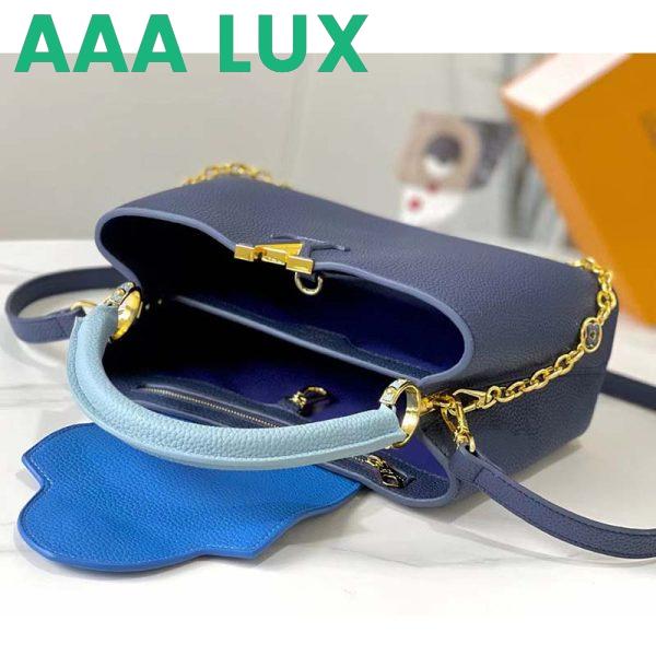 Replica Louis Vuitton LV Women Capucines MM Handbag Navy Blue Taurillon Leather 7