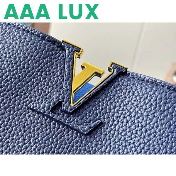 Replica Louis Vuitton LV Women Capucines MM Handbag Navy Blue Taurillon Leather 8