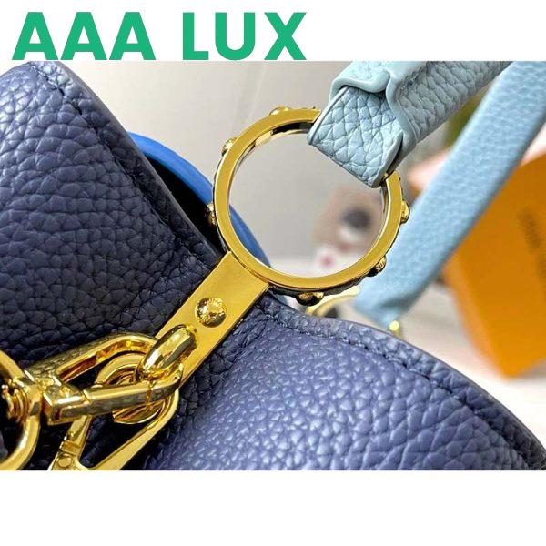Replica Louis Vuitton LV Women Capucines MM Handbag Navy Blue Taurillon Leather 9