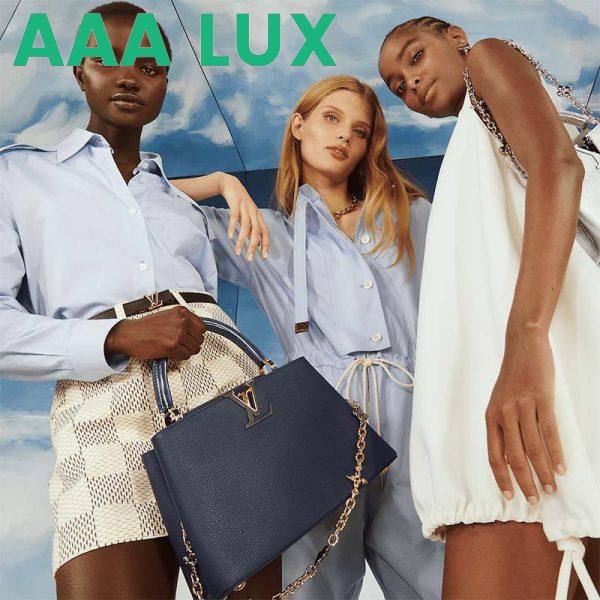 Replica Louis Vuitton LV Women Capucines MM Handbag Navy Blue Taurillon Leather 12