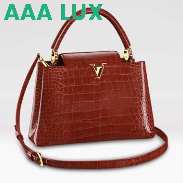 Replica Louis Vuitton LV Women Capucines MM Handbag Red Crocodilien Brillant Savoir Faire