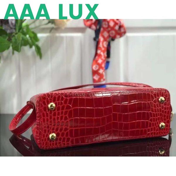 Replica Louis Vuitton LV Women Capucines MM Handbag Red Crocodilien Brillant Savoir Faire 6