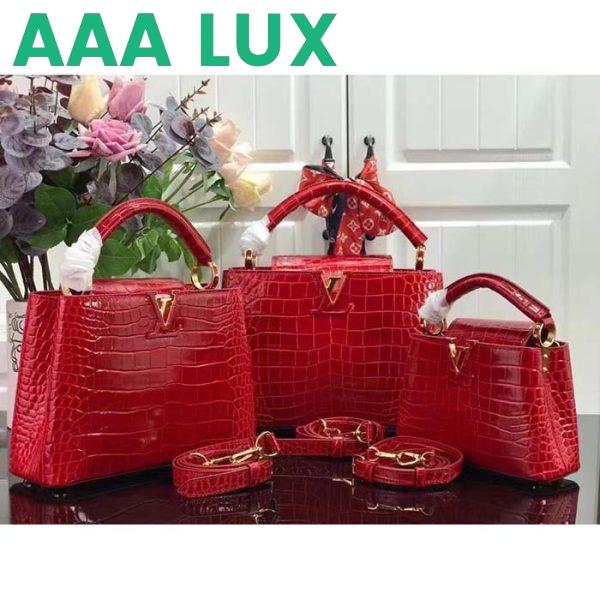 Replica Louis Vuitton LV Women Capucines MM Handbag Red Crocodilien Brillant Savoir Faire 12