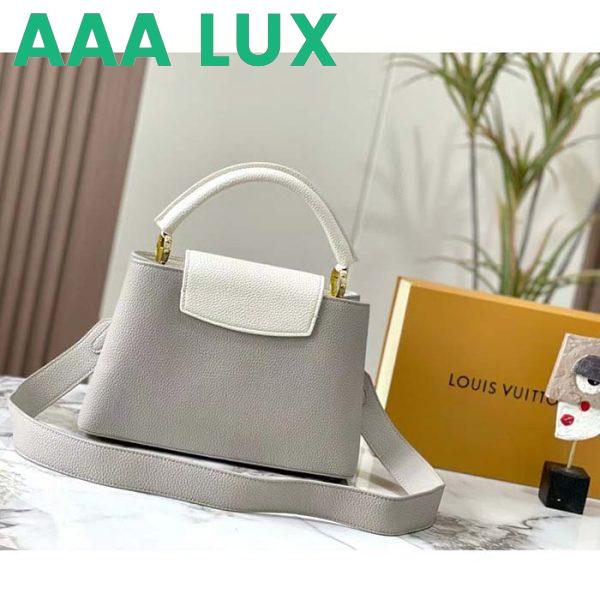 Replica Louis Vuitton LV Women Capucines MM Handbag Steeple Gray Greige Taurillon Leather 4