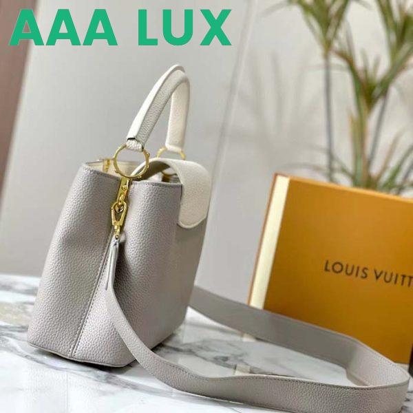 Replica Louis Vuitton LV Women Capucines MM Handbag Steeple Gray Greige Taurillon Leather 5