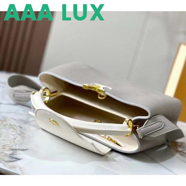 Replica Louis Vuitton LV Women Capucines MM Handbag Steeple Gray Greige Taurillon Leather 6