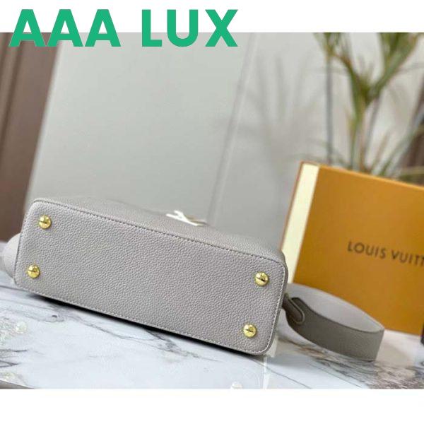 Replica Louis Vuitton LV Women Capucines MM Handbag Steeple Gray Greige Taurillon Leather 7
