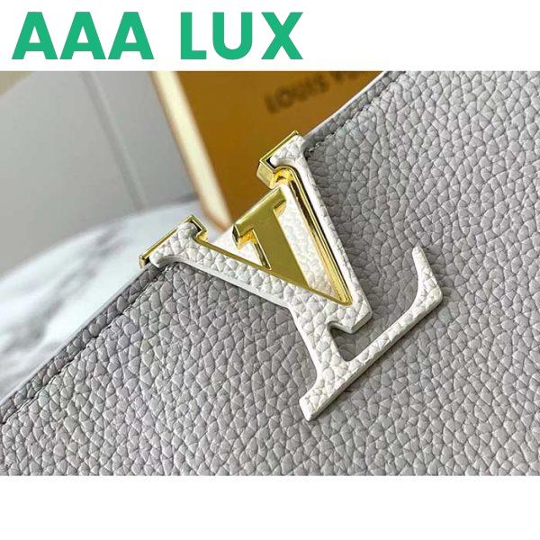 Replica Louis Vuitton LV Women Capucines MM Handbag Steeple Gray Greige Taurillon Leather 8