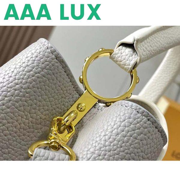 Replica Louis Vuitton LV Women Capucines MM Handbag Steeple Gray Greige Taurillon Leather 9
