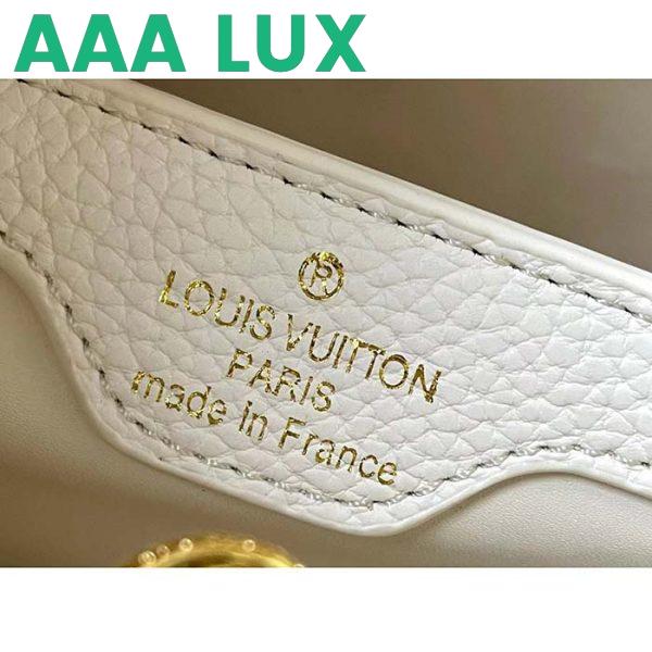 Replica Louis Vuitton LV Women Capucines MM Handbag Steeple Gray Greige Taurillon Leather 11