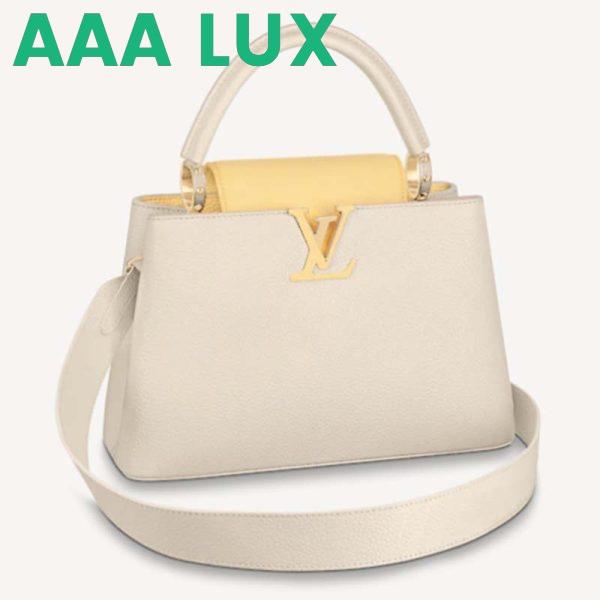 Replica Louis Vuitton LV Women Capucines MM Handbag Yellow Beige Taurillon Leather Canvas