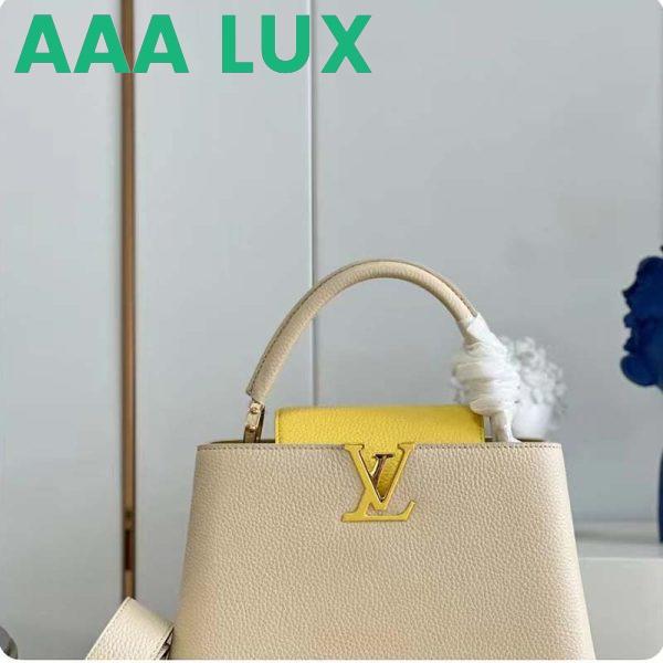 Replica Louis Vuitton LV Women Capucines MM Handbag Yellow Beige Taurillon Leather Canvas 3