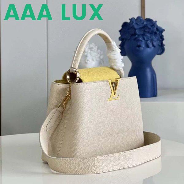 Replica Louis Vuitton LV Women Capucines MM Handbag Yellow Beige Taurillon Leather Canvas 4
