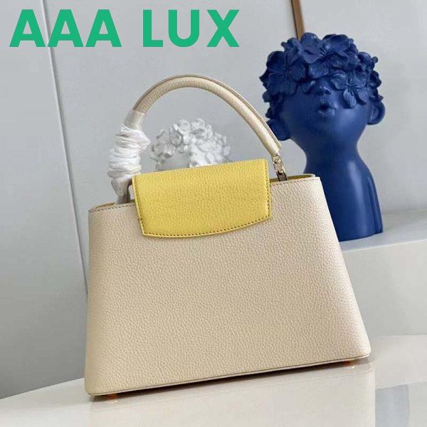 Replica Louis Vuitton LV Women Capucines MM Handbag Yellow Beige Taurillon Leather Canvas 5