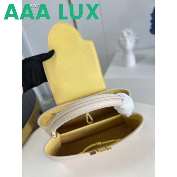 Replica Louis Vuitton LV Women Capucines MM Handbag Yellow Beige Taurillon Leather Canvas 8